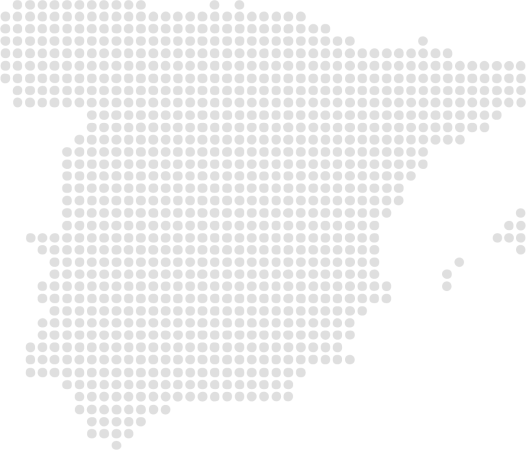 Mapa de España representado mediante una cuadrícula de puntos grises.